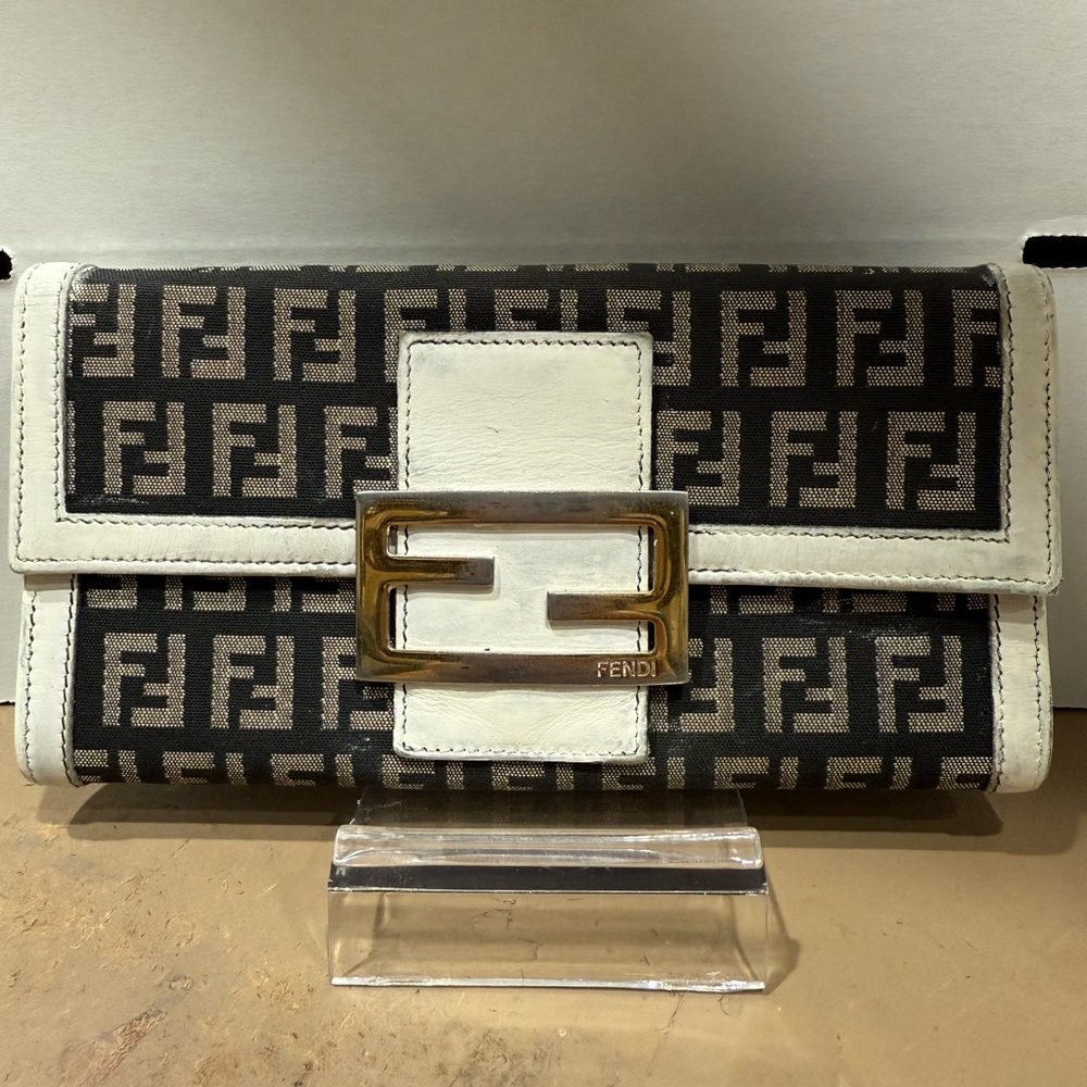 Fendi Monogram Black and White Clutch